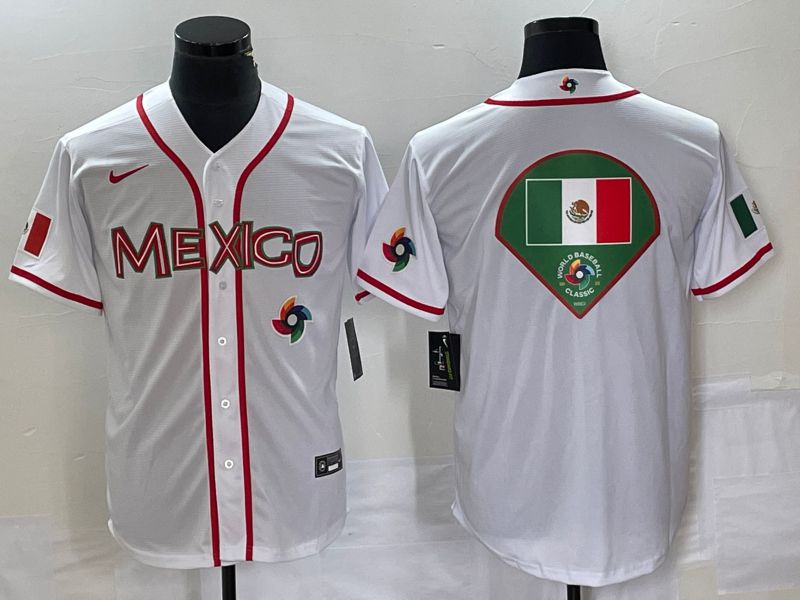 Men 2023 World Cub Mexico Blank White Nike MLB Jersey22